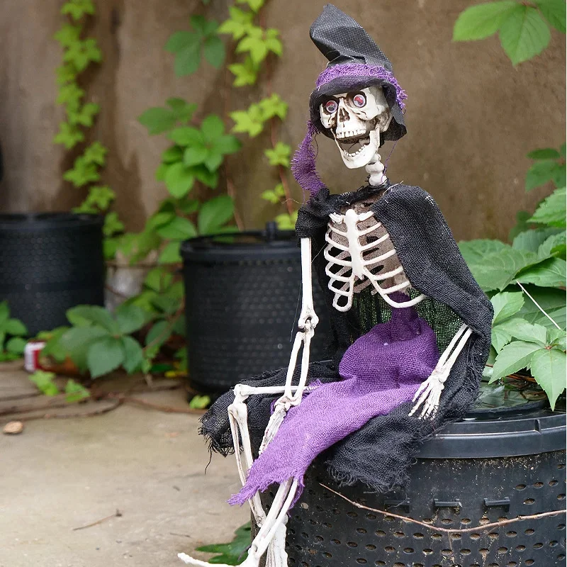 

Halloween Skull Skeleton Decoration, Day Of The Dead Pirate Clown Witch Props For Haunted House And Party Setup