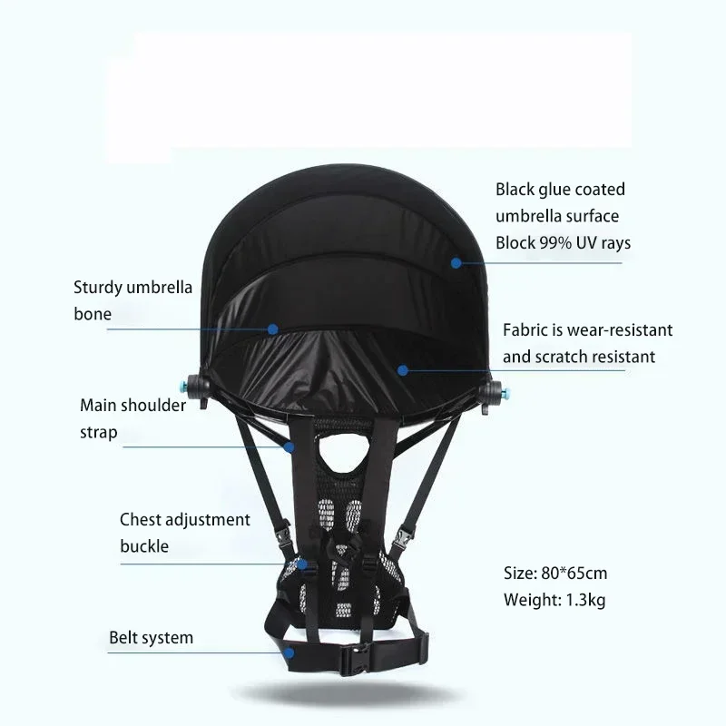 

-Parapluie De Sac À Dos Pliant De Voyage En Plein Air, Portable, Mains Libres, Protection UV, Parasol,