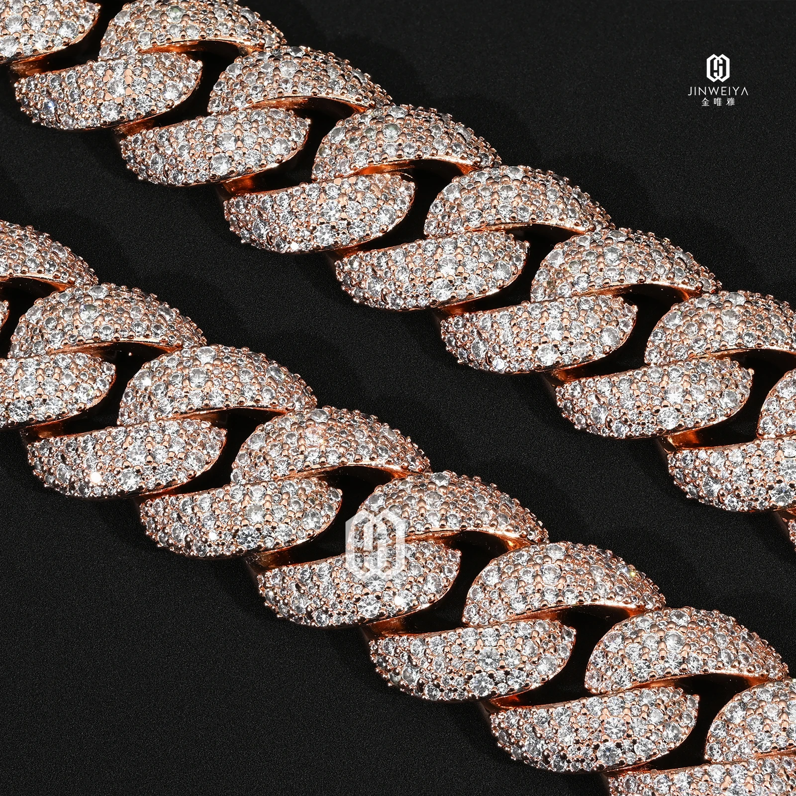 Heavy .Mosaic Set 20mm Cuban Link Chain Pass Diamond Test VVS Moissanite Diamond Iced Out S925 Rose Gold Plated Cuban Necklace
