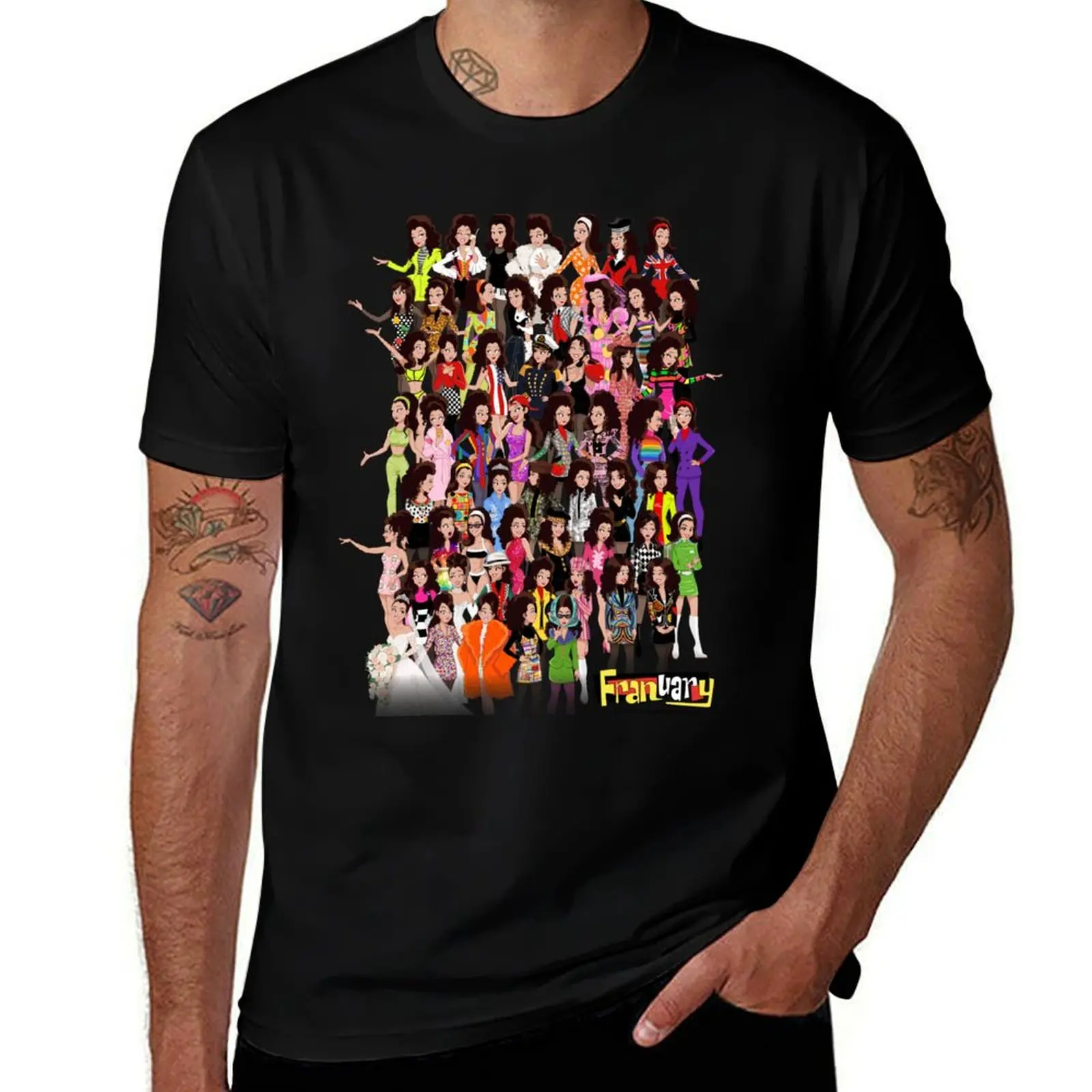 

Fran Fine Mega Outfit Collage T-Shirt anime heavyweights black t shirts for men