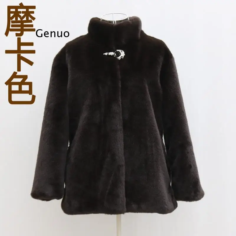 Large Size Women's Fashionable Fur Coat Winter New Hooded Artificial Fox Fur Long Section Leisure Mink Fur Coat