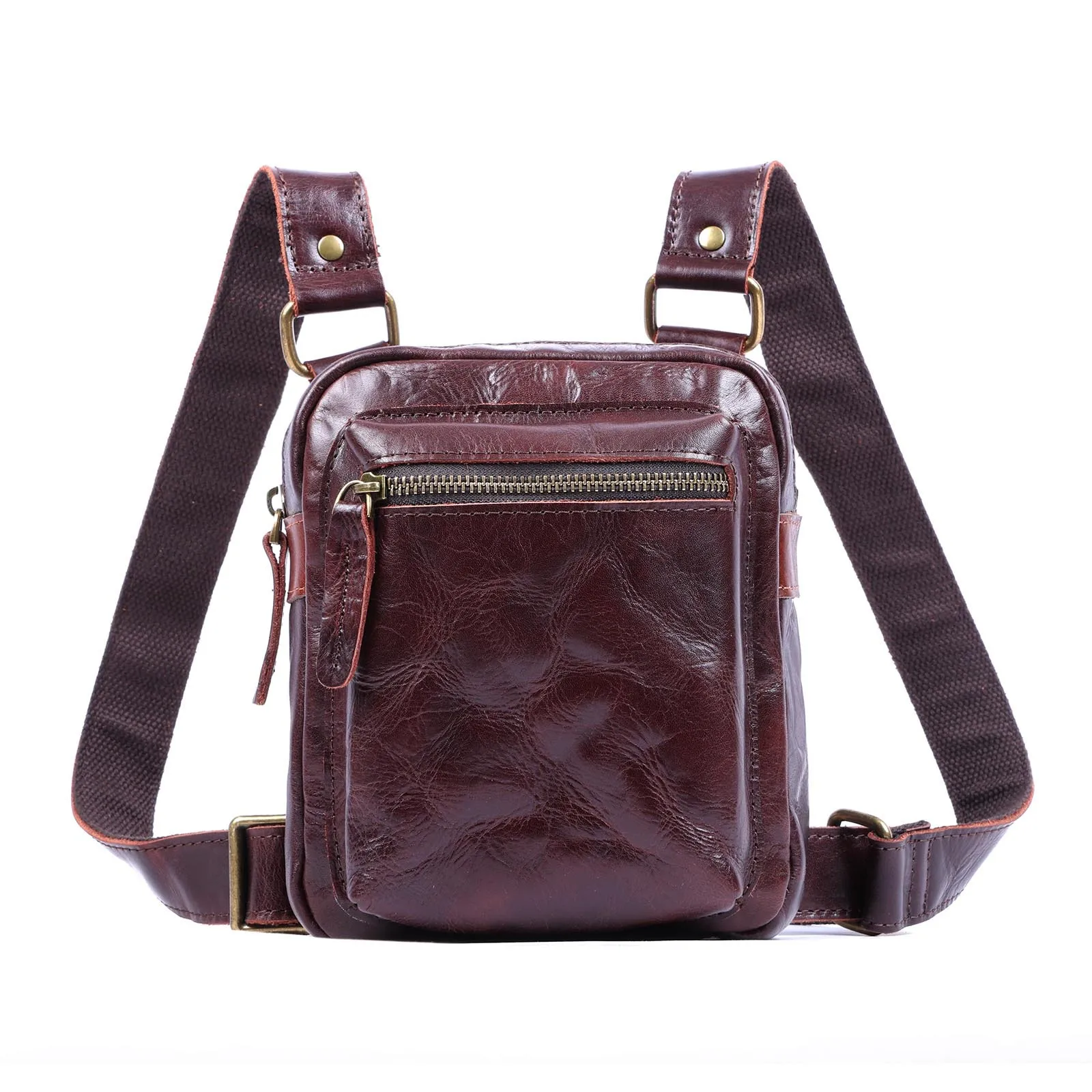 Casual designer handmade high-quality genuine leather men's small shoulder bag outdoor daily luxury cow leather crossbody bag