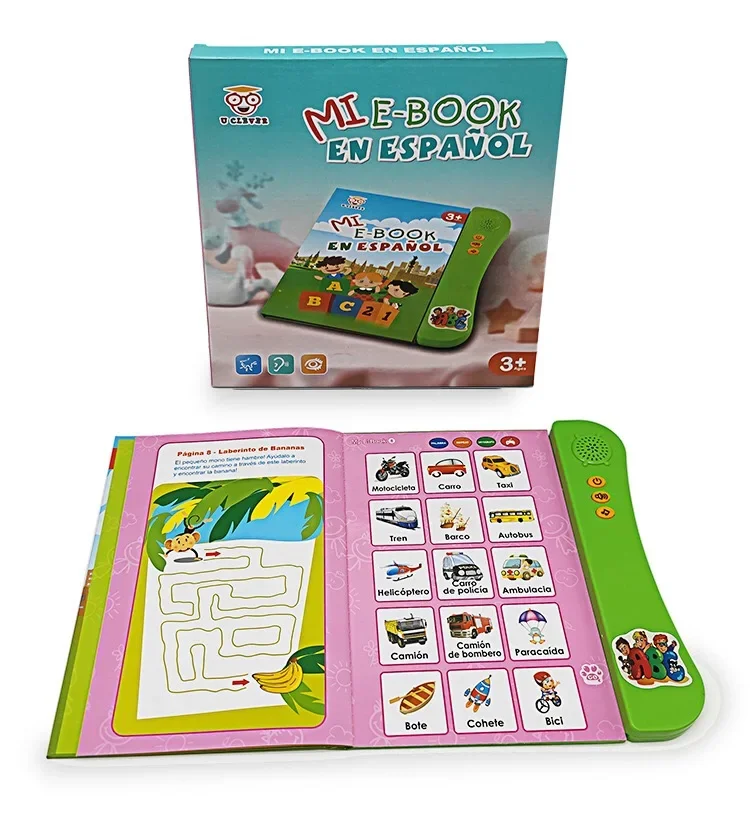 Spanish Learning Sound Book Reading Machine Children Early Educational Toys Multifunctional Music Baby E-book Kid Christmas Gift