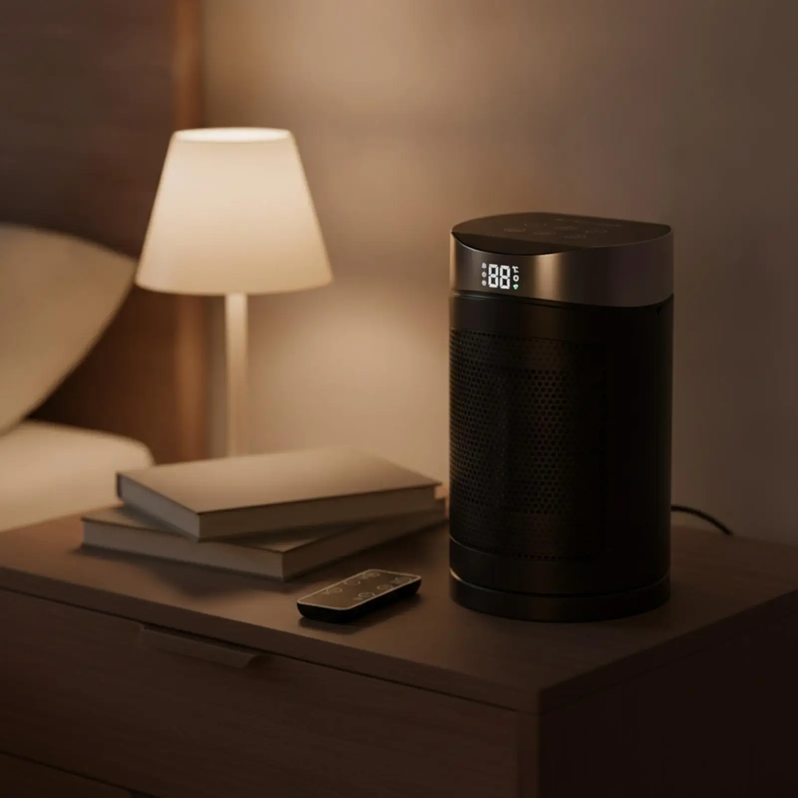 Tabletop Heater with Remote Control | Oscillating Wide-Angle air distribution, Space-Saving Compact Design, Portable Heater with