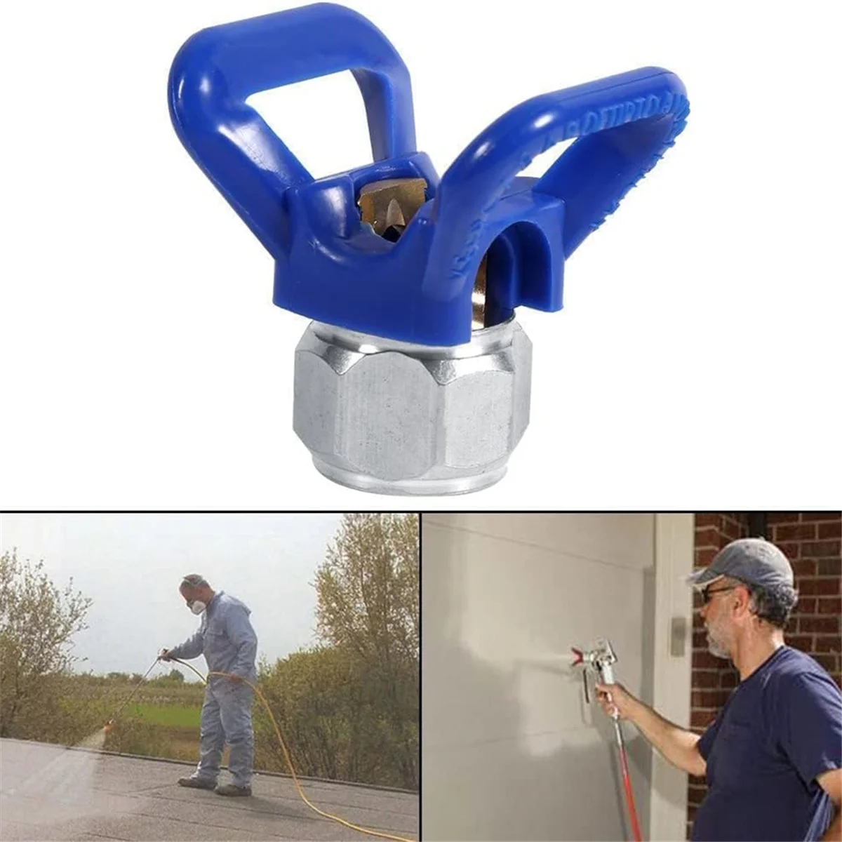 

AA98 246215 7/8-Inch Tip Guard Base G7/8 Tip Blue X Reversible Tip Nozzles HandTite Fits Airless Paint 246-215