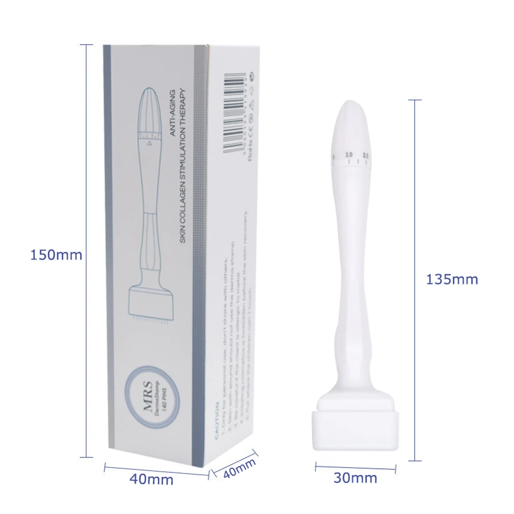 Beauty Derma Stamp Pen 140 Pins Titanium Microneedling Face Stamp Beard Roller For Hair Scalp Skin Care Tools