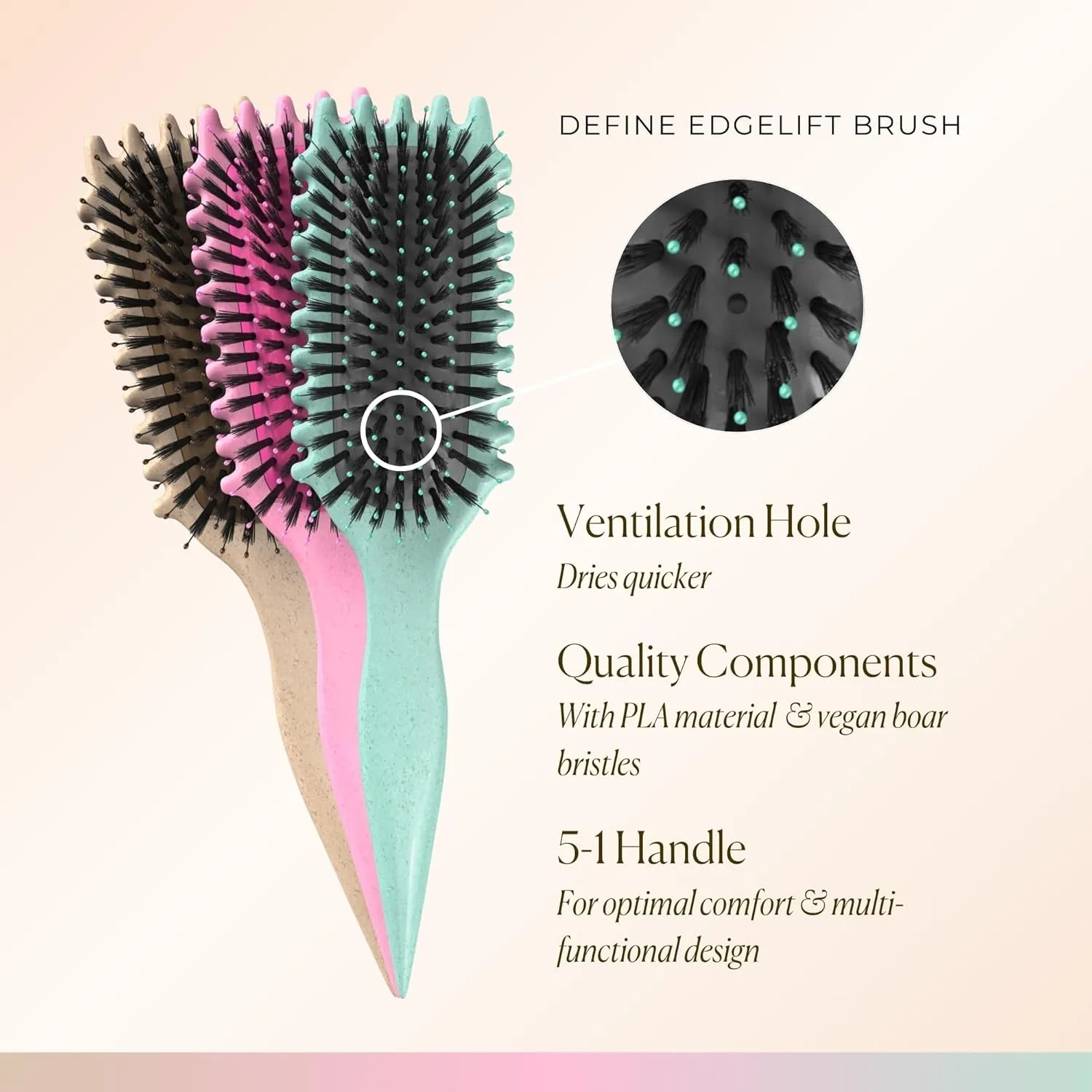 Hair Curling Brush, 5-in-1 Tool for Effortlessly Defined Curls, Waves & Coils, Reduces Frizz For Women For All Hair Types