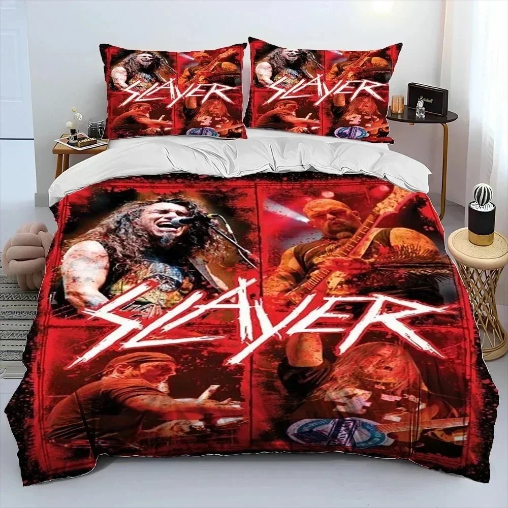 Slayer Heavy Metal Band Music HD Print Bedding Set for Girl Boy King Size Bedding Set Double Bed Duvet Covers Pillowcase
