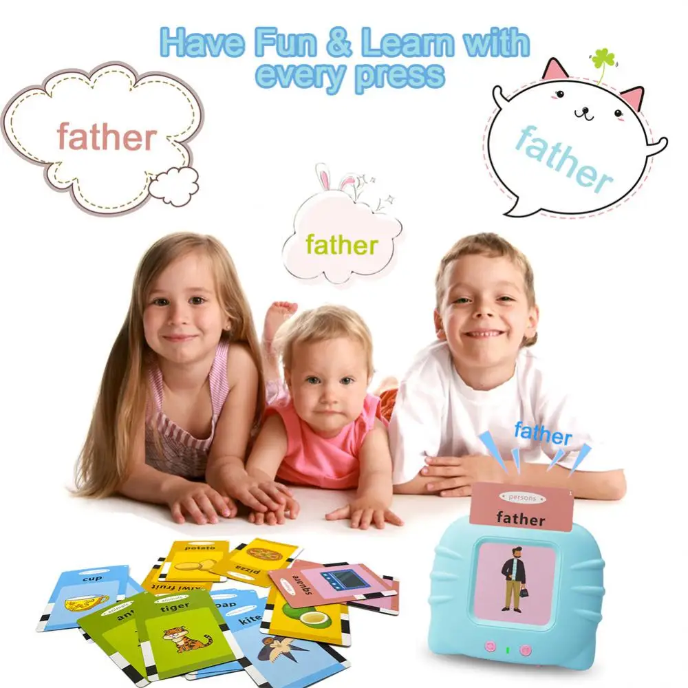 Flash Cards Learning Machine Musical Educational Electronic Toy Interactive Toys with Sound Effects Audible for Age 2-6