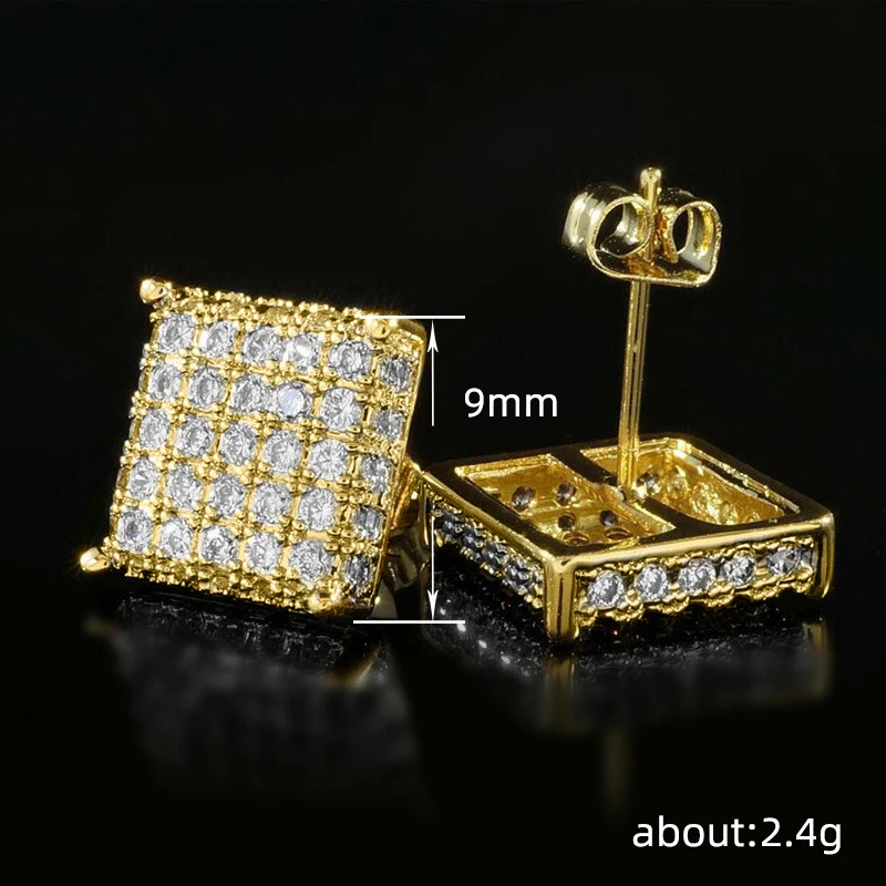 Huitan Minimalist Square Stud Earrings for Women/Men Micro Paved CZ Stone Fashion Versatile Couple Earrings 2022 Trend Jewelry