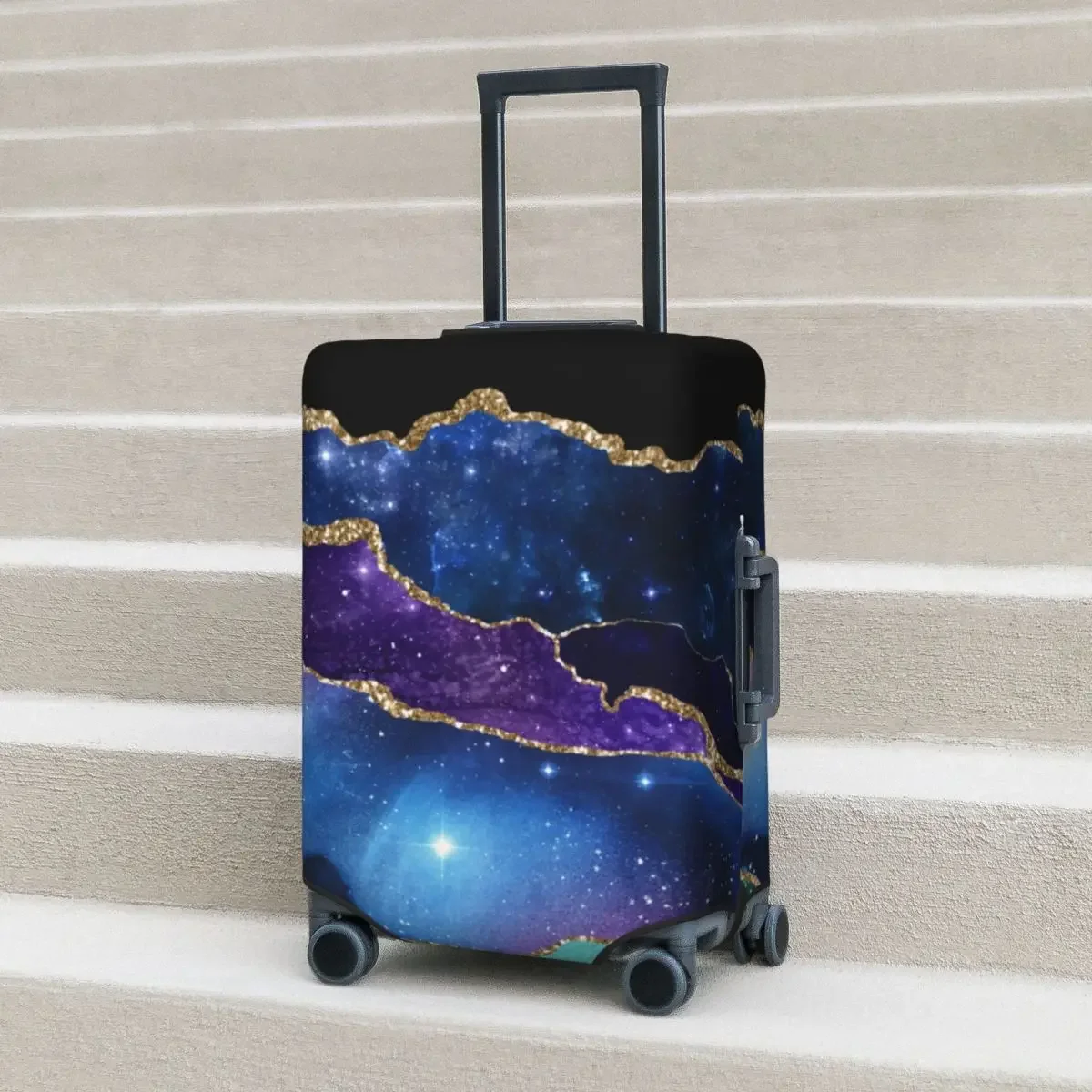 Teal Gold Glitter Marble Suitcase Cover Elegant Galaxy Pirnt Fun Business Protection Luggage Supplies Holiday