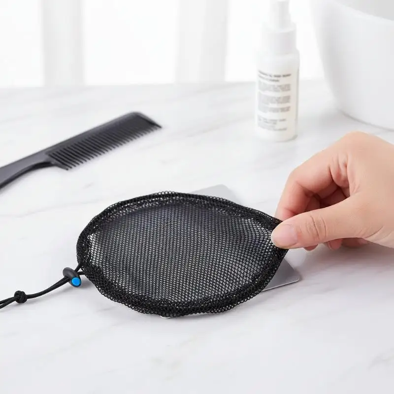 Adjustable Drawstring Breathable Wig Net Black Elastic Mesh Hair Cap for Daily Hairstyling 5Pcs Pack