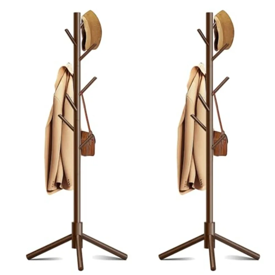 

Coat Rack Coat Racks Freestanding with 8 Hooks 3 Adjustable Heights for Clothes Hats Handbags Coat Tree Easy Assembly for Entry
