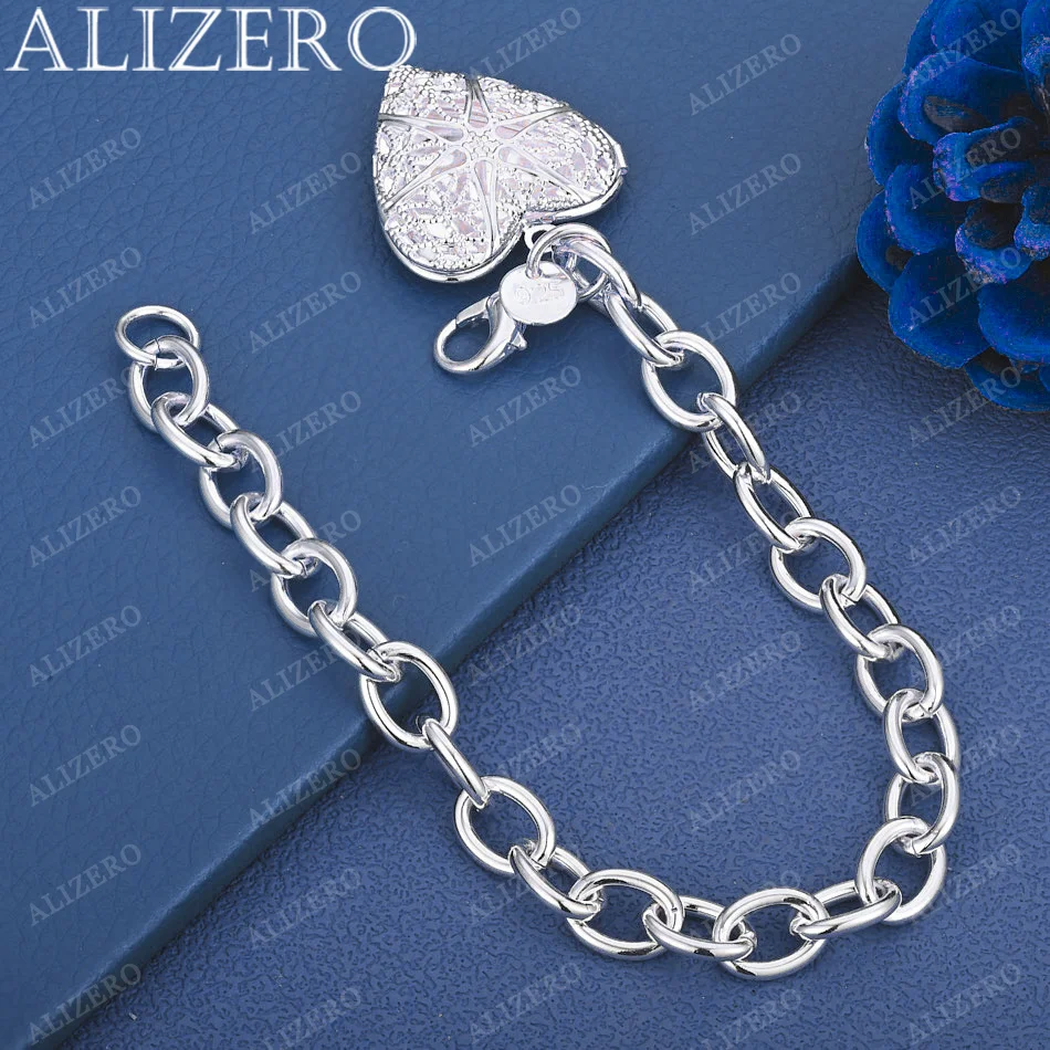 

ALIZERO 925 Sterling Silver Love Heart Pendant Chain Bracelet For Women Fashion Jewelry Romantic Grace Anniversary Gifts Wedding