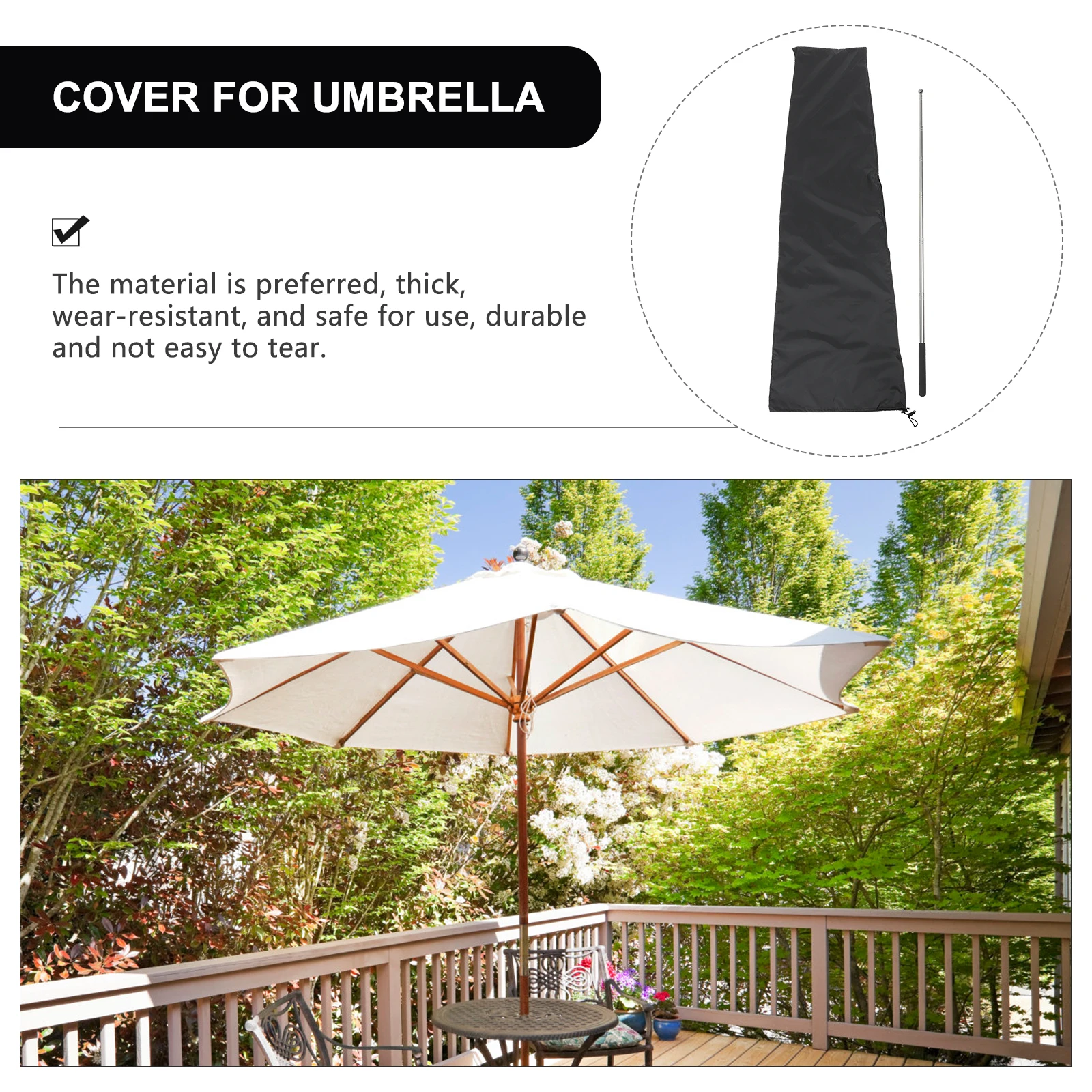 

Patio Umbrella Cover Waterproof Dust Proof 210D Oxford Cloth Sun Protection Outdoor Cantilever Garden Use Umbrella Covers