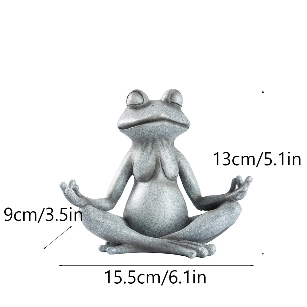 1pc Resin Yoga Frog Statue Stone-Look Garden Ornament Indoor Outdoor Zen Frog Statue Home Patio Yard Art Decoration Gift