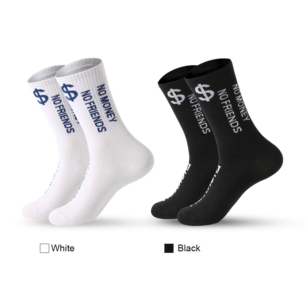 5 Pairs Men Socks Long Socks Black White Middle Sport Socks Street Style Soft Breathable Cotton Casual Socks