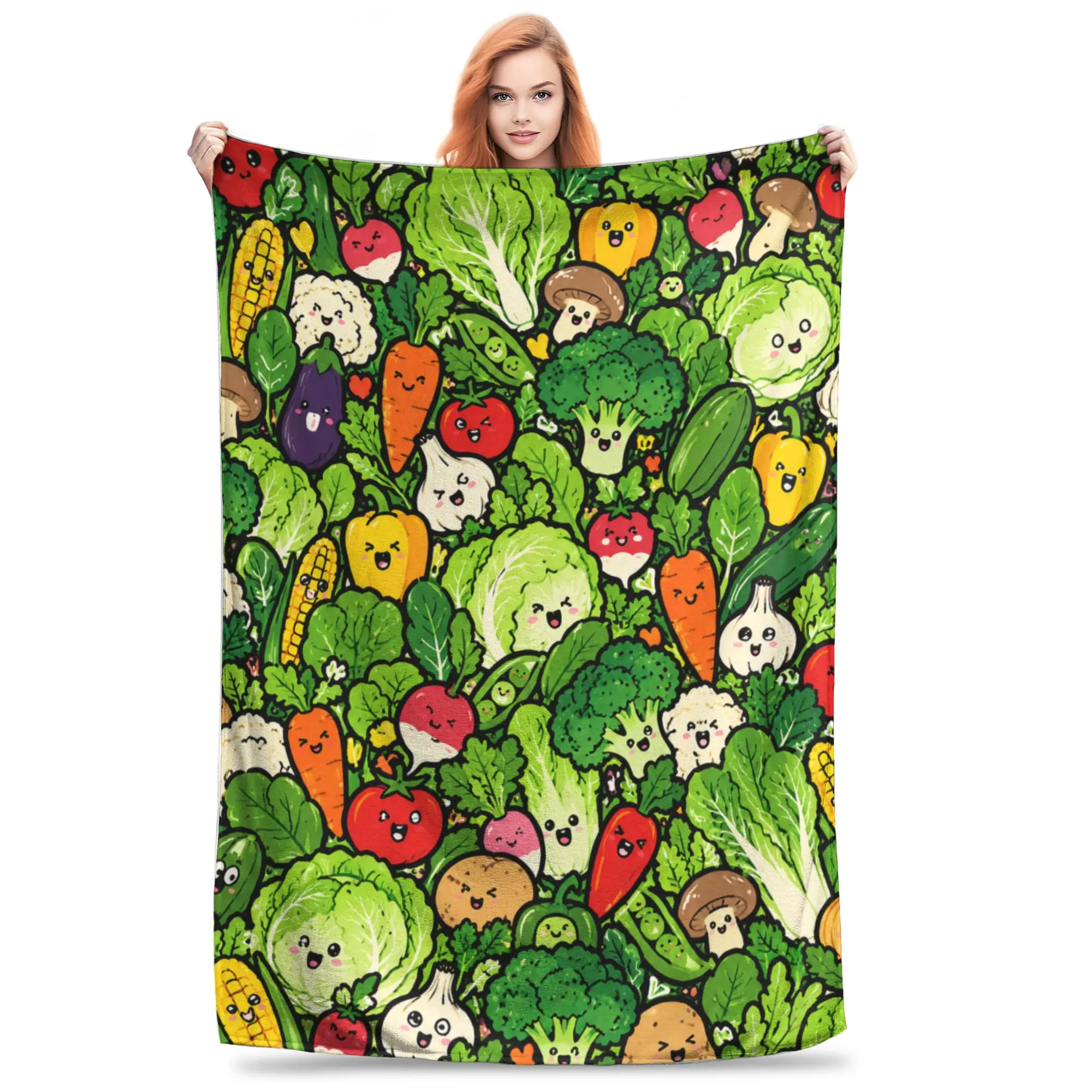 1PC Vegetables scattered on ground  Blanket Throw Super Cosy Plush Living Room Sofa