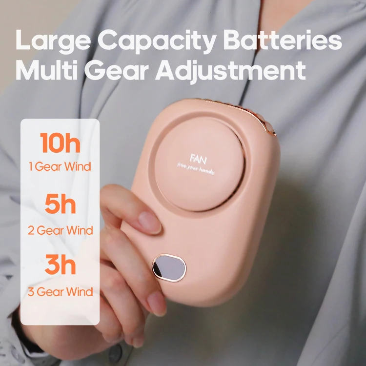 Necklace Fan Kinscoter 2000mah Battery Air Cooler Mini Fan Portable Rechargeable Bladeless Waist Hanging Ventilation Fans