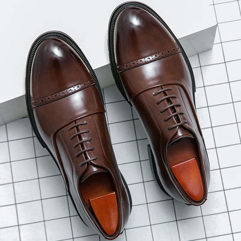Trend Brogues Shoes Man Classic Wedding Formal Leather Shoes Men Social Casual Business Leather Shoes Office Men's Dress Shoes