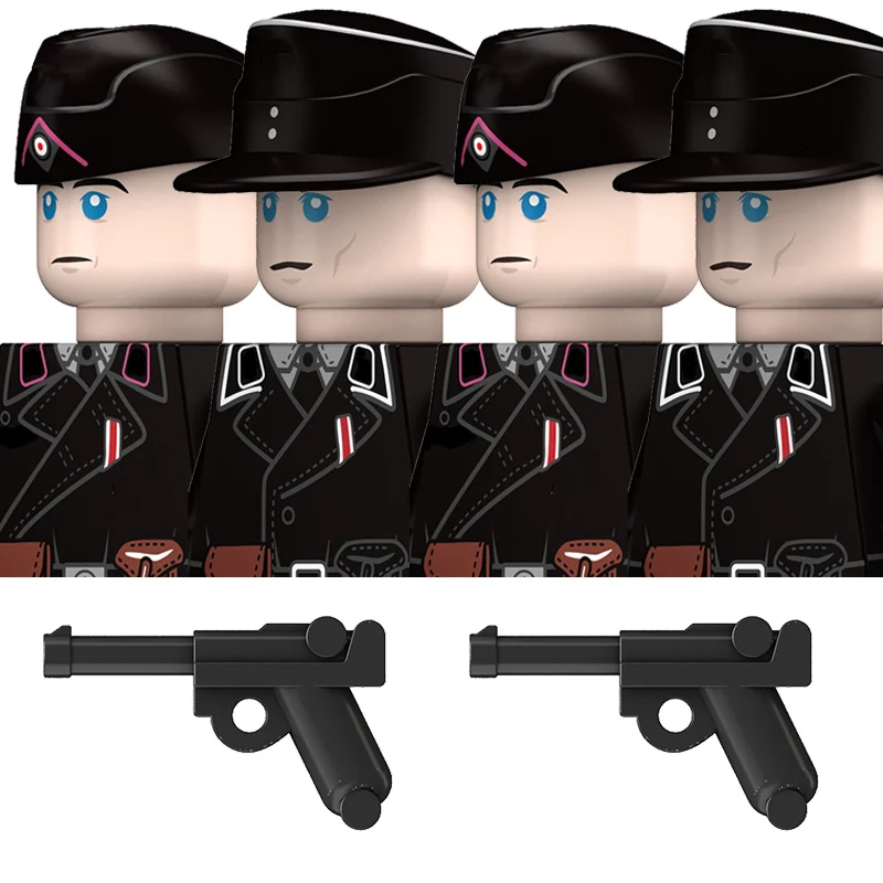 

Military WW2 German Armored Troops Figures Building Blocks Tank Soldiers Commander Warrior Weapons Parts Bricks Toys Kids