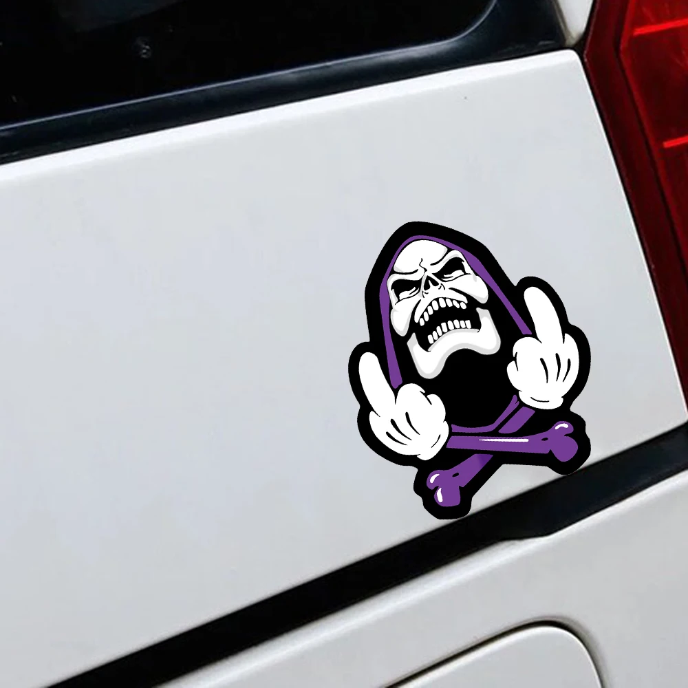 Cartoon Skeleton Gesture Reflective Stickers Motorcycle Electric Car Helmet Scooter Car Body Window Windshield Fuel Tank Decals view 5