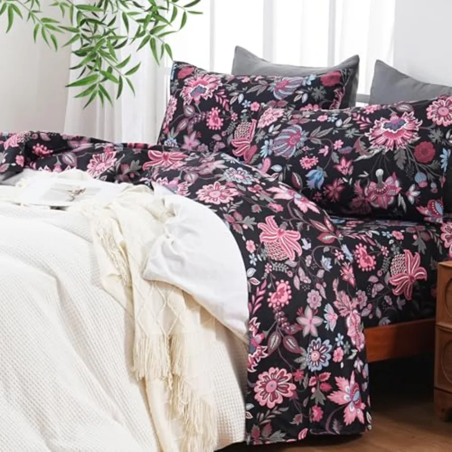 

Soft Cooling King Sheet Set - Blend Rayon Derived from Bamboo, 1800 Thread Count Floral Bed Sheets Oeko-Tex Certificated