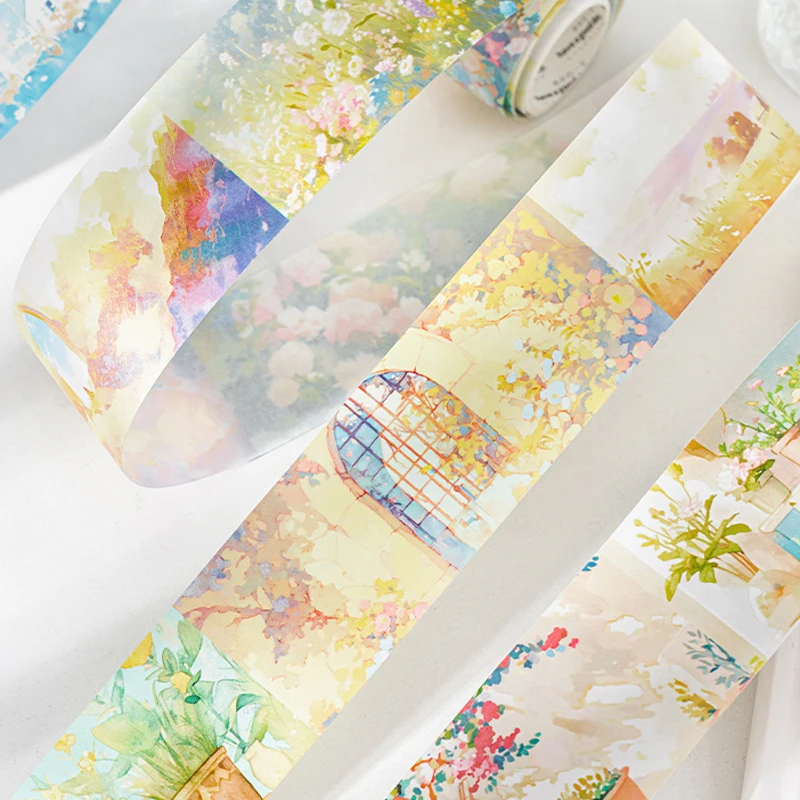 3 rolos/3 sacos de fita de tema de paisagem de cura crepúsculo manga série fita de beleza manual diy moldura de foto cartão de diário fita decorativa