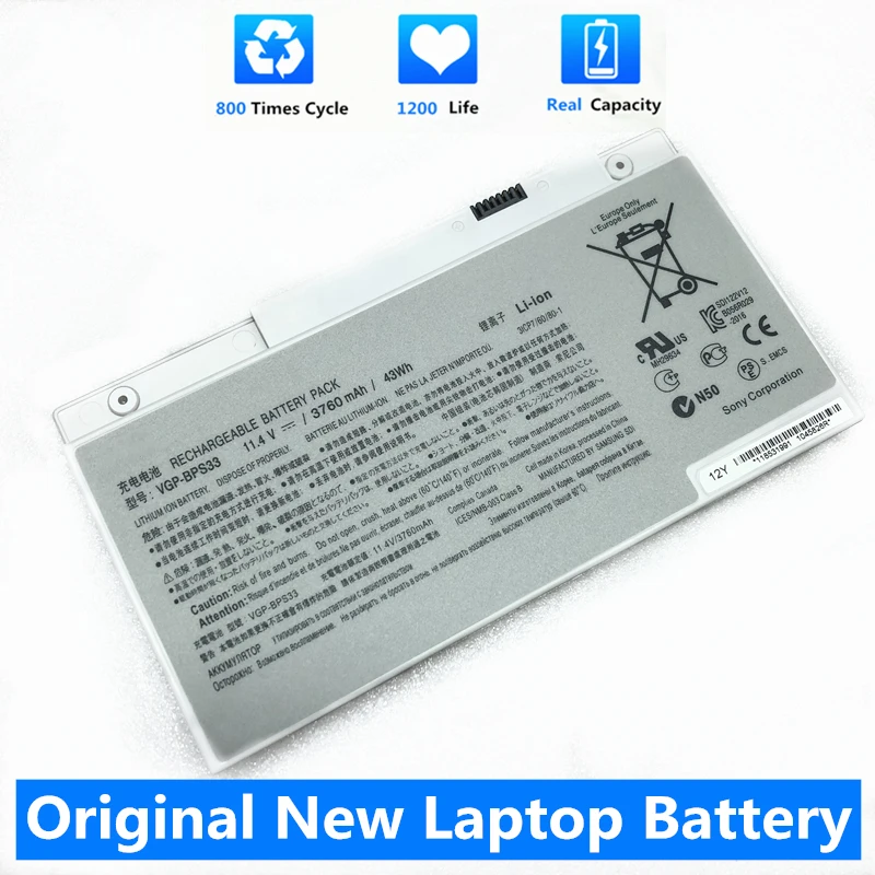 

CSMHY New VGP-BPS33 Laptop Battery For SONY VAIO SVT-14 SVT-15 T14 T15 BPS33 SVT1511M1E SVT14126CXS 11.4V 43WH/3760mah