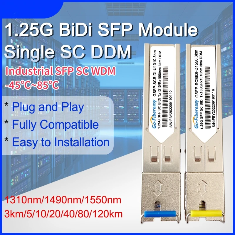 Industrial Gigabit BiDi SFP Transceiver Module 1.25Gb Single Fiber 3km~80km SC or LC Connector For Cisco/Mikrotik/TP-Link/D-Link