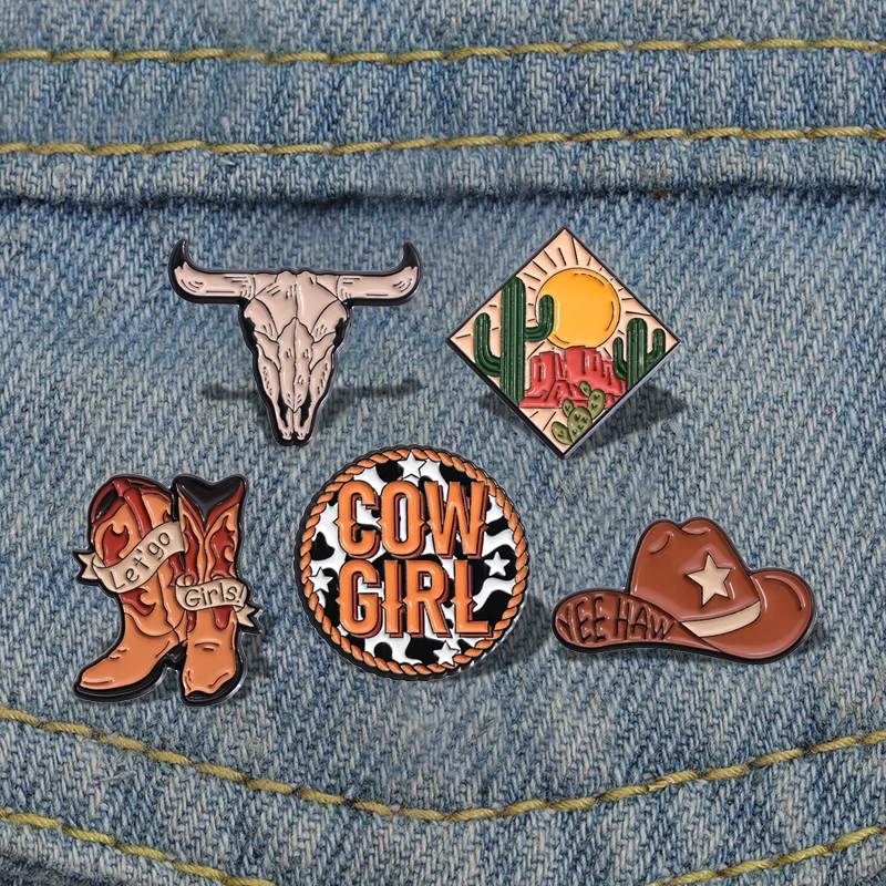 

COW GIRL Enamel Pins Custom Cool Girl Let Go Brooches Lapel Badges Punk Gothic Jewelry Gift for Friends