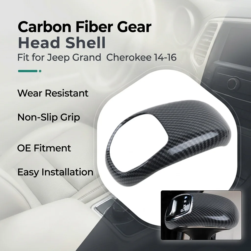 Carbon Fiber Gear Shift Knob Cover Trim For Jeep Grand Cherokee 2014 2015 2016 Car Interior Protective Decoration Shell