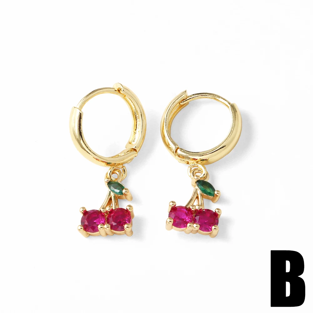 ASJEWELRY エナメルレッドチェリースイカイヤリング女性のためのゴールドメッキチリブラブライヤリングフルーツジュエリーギフト ersy53