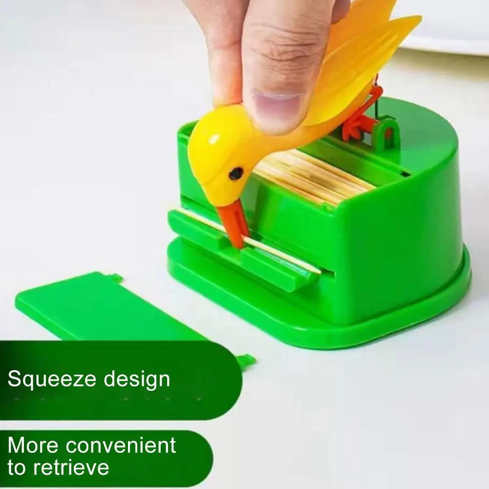 Creative Woodpecker Toothpick Box Creative Pressing Cartridge Jar Tooth Net Portable Toothpick Bird Toothpick Holding Red D4E0