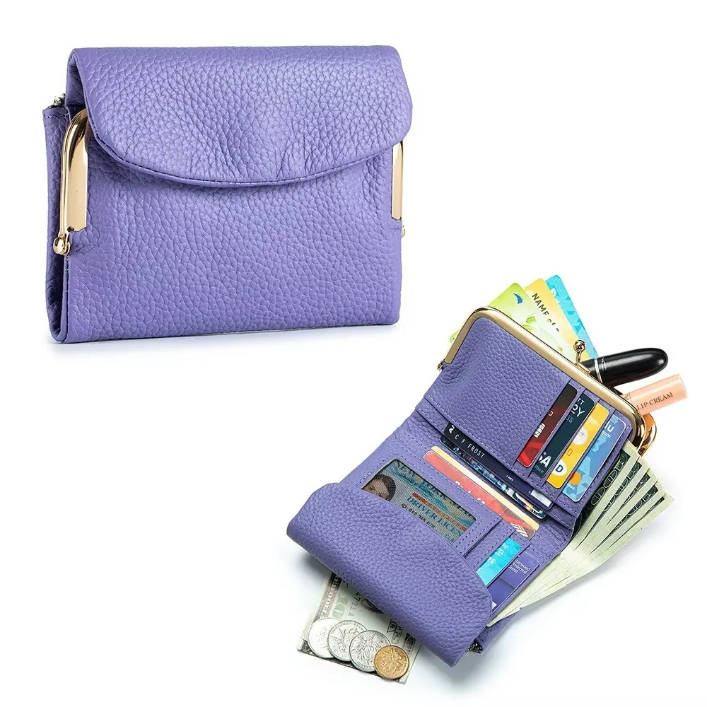 Fashion Lady Clutch Bag Woman Wallet Cowhide Multifunctional Short Wallet Large-capacity Wind Clip Coin Purse