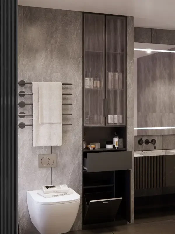 Bathroom glass floor rack embedded stainless steel metal finished product bathroom custom embedded layered niche