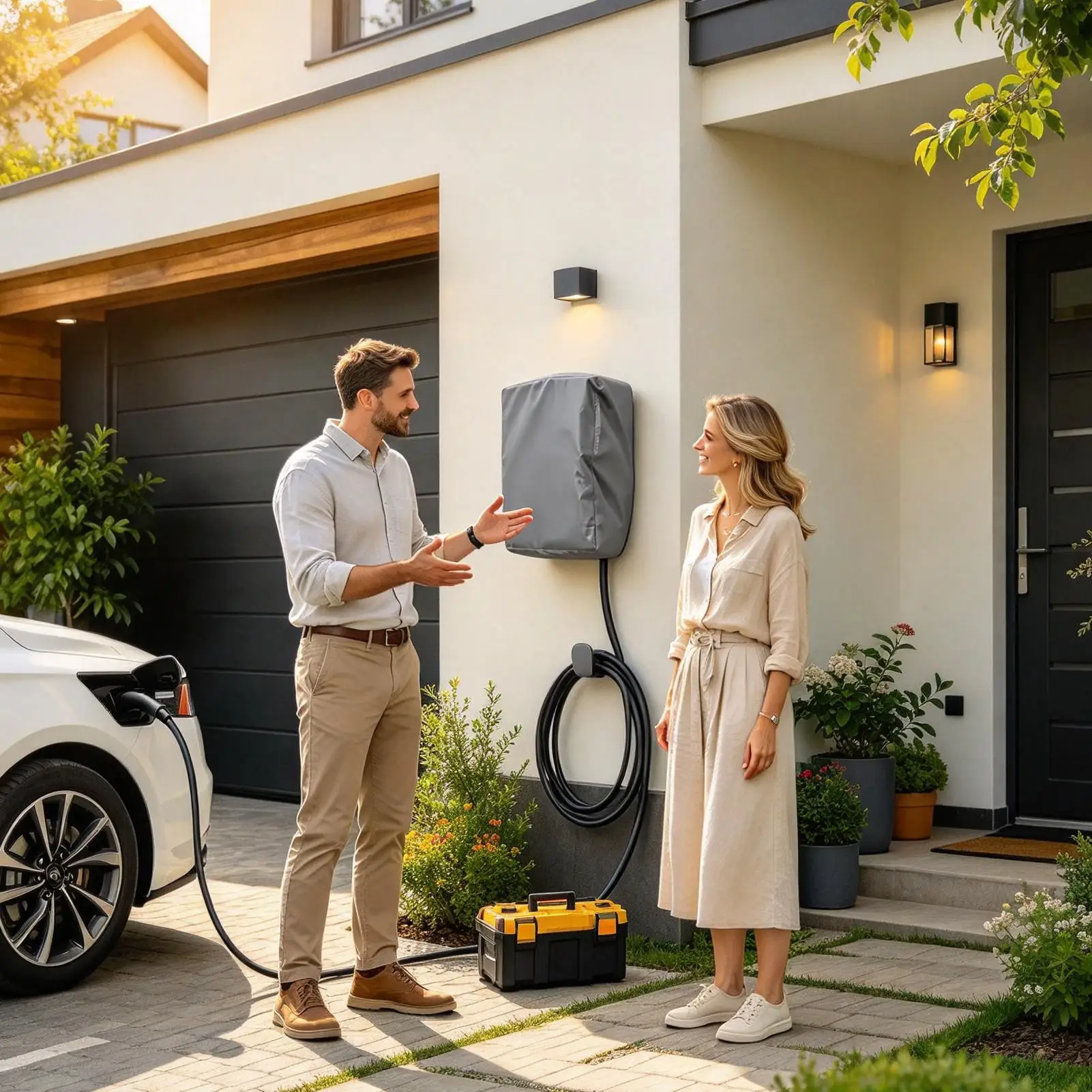 Ev Charger Cover Waterproof Dustproof Protector With Drawstring Outdoor Ev Charger Enclosure For Home Garage Outdoor Driveway