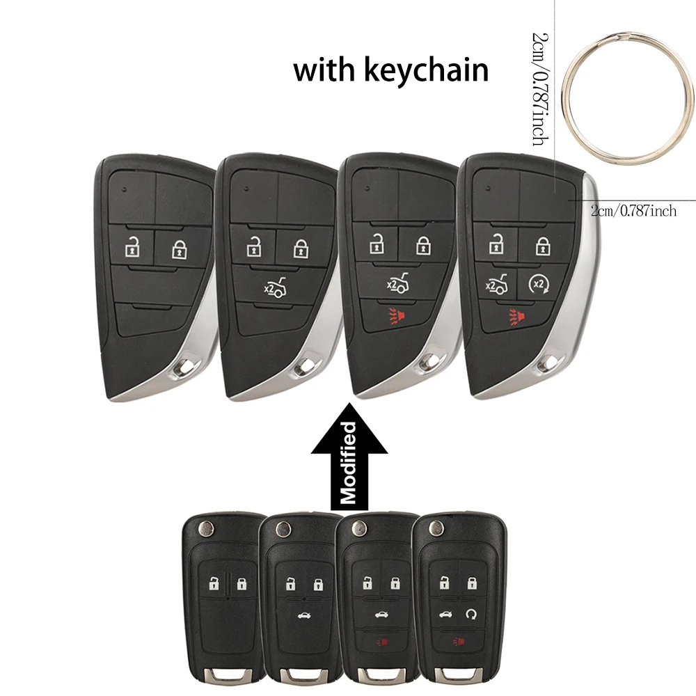 

jingyuqin With Keychain Modified Folding Remote Car Key Shell Fob Case For Chevrolet Cruze Epica Lova Camaro Impala Hu100