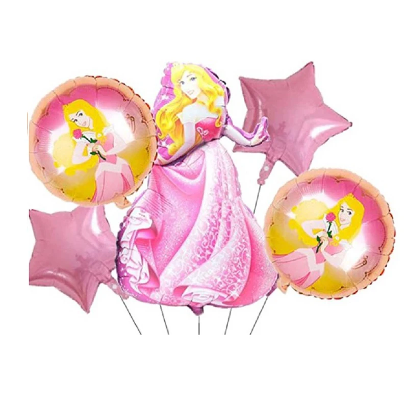 5pcs Disney Princess Theme Party Balloons Set Belle Aurora Cinderella Snow White Princess Party Decoration Balloons Girls Favor