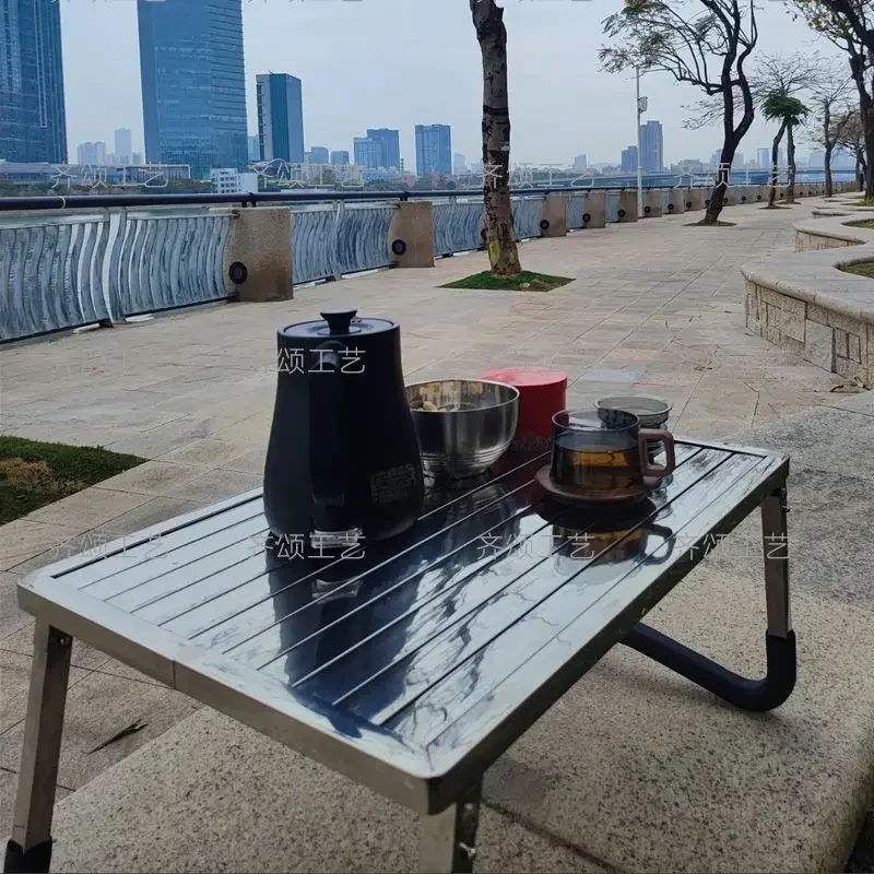 Stainless Steel Outdoor Portable Foldable Table - Thickened & Durable Desk for Travel, Camping & Picnic, Moisture-Proof
