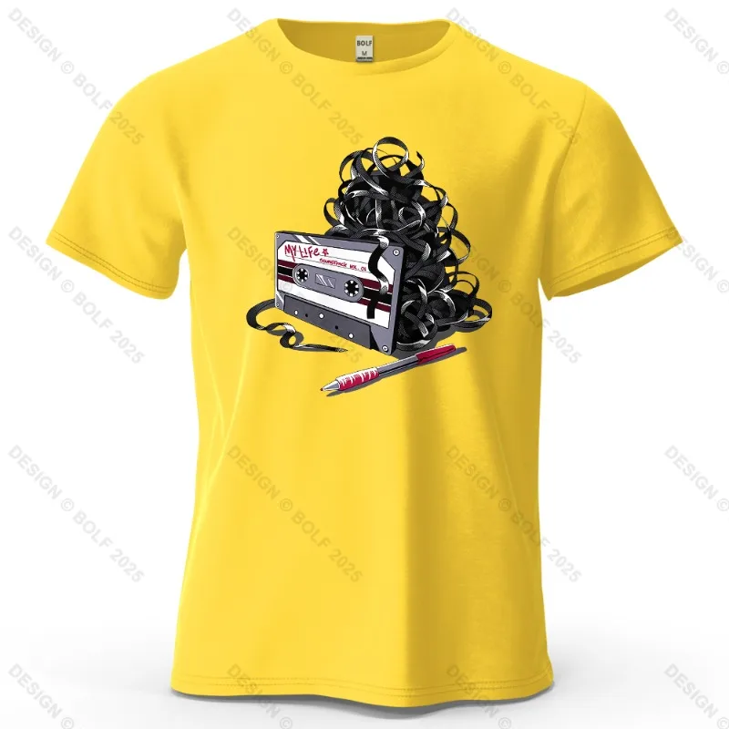My Life Music Cartoon Printed Men's and Women's Fashion Trend Short Sleeve Summer New Soft Skin Friendly Round Neck T-shirt