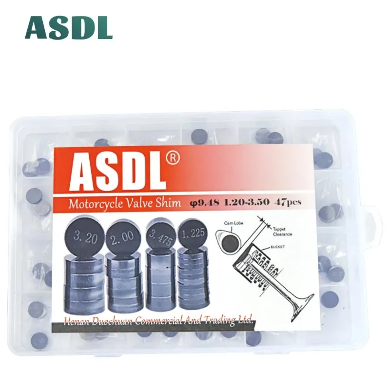 47 Pcs Motorcycle Engine Parts Adjustable Valve Pad Shims 9.48mm Complete Valve Shim Kit Cams 1.20-3.50 #c