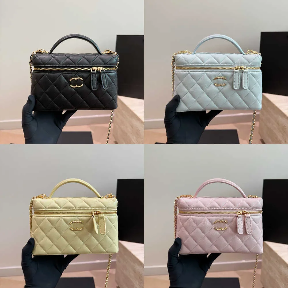 

L P hot Enamel handle kel Cases Chain Bag Shoulder bag Handbag CC Makeup Box Vanity BagTote Caviar Sheepskin Cosmetic Case Women
