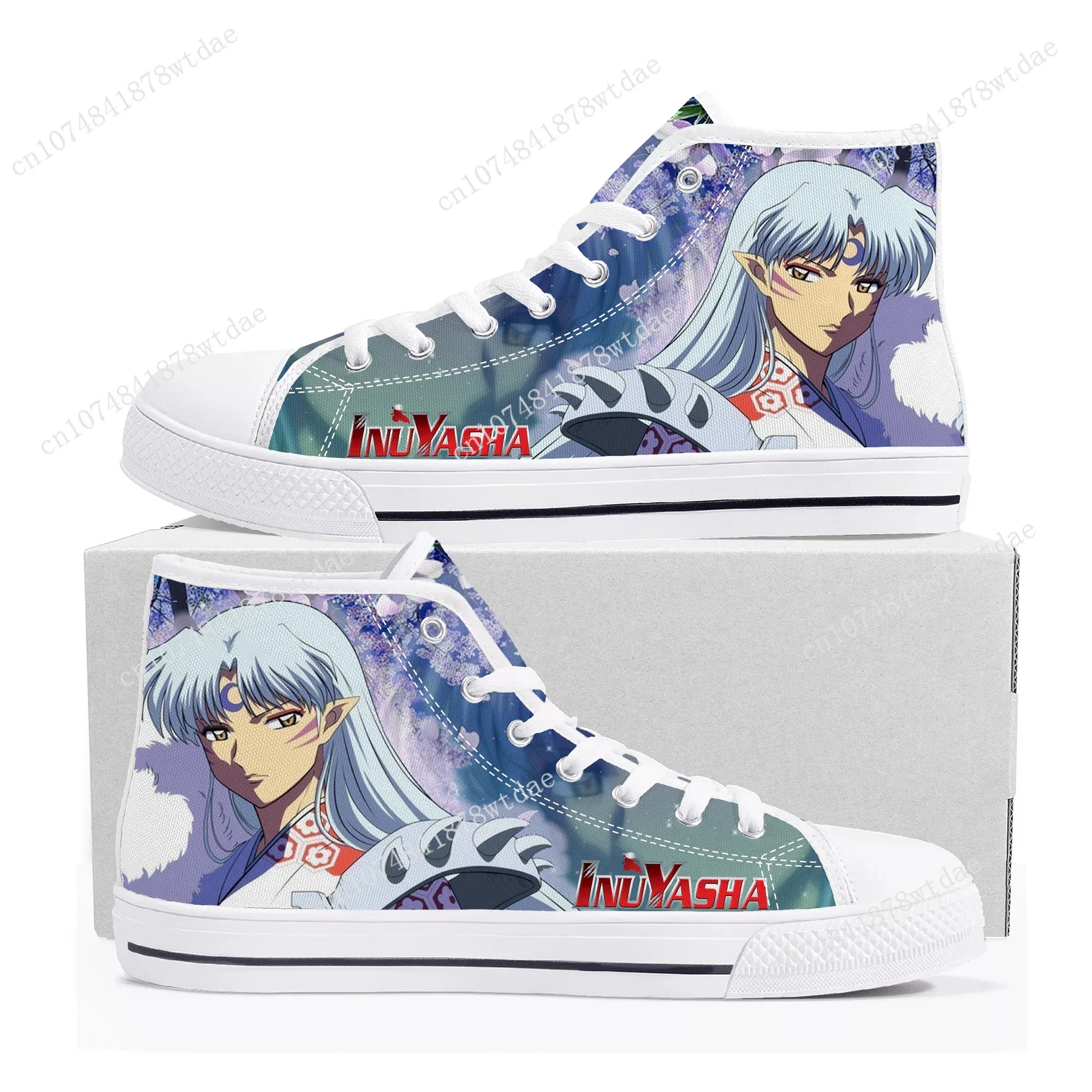 Sesshoumaru-Zapatillas de lona de alta calidad para hombre y mujer, zapatos personalizados de cómics, Manga, para adolescentes, Inuyasha