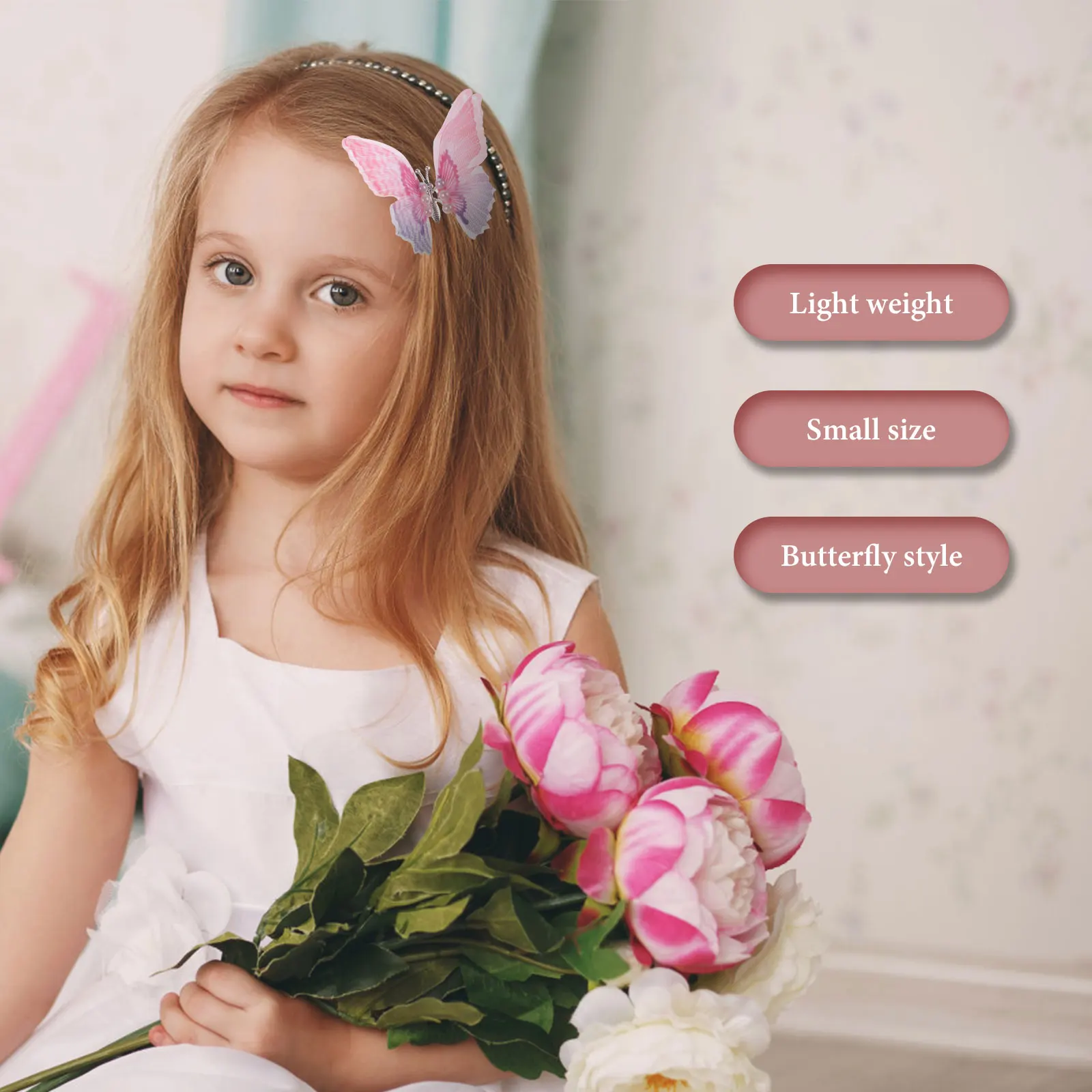 

2pcs Moving Butterfly Hair Clips For Girls Kids Hair Accessories Styling Tools Realistic Wings Wedding Party Decor Small Metal