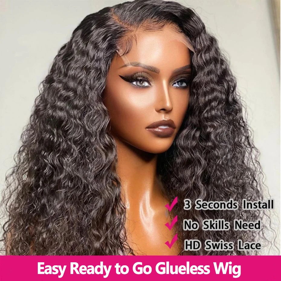 

Glueless Human Hair Wig Wet and Wavy Deep Wave 13x4 13x6 Lace Frontal Wig Ready To Go 5x5 Hd Lace Closure Wig Pre-Cut Remy Hair