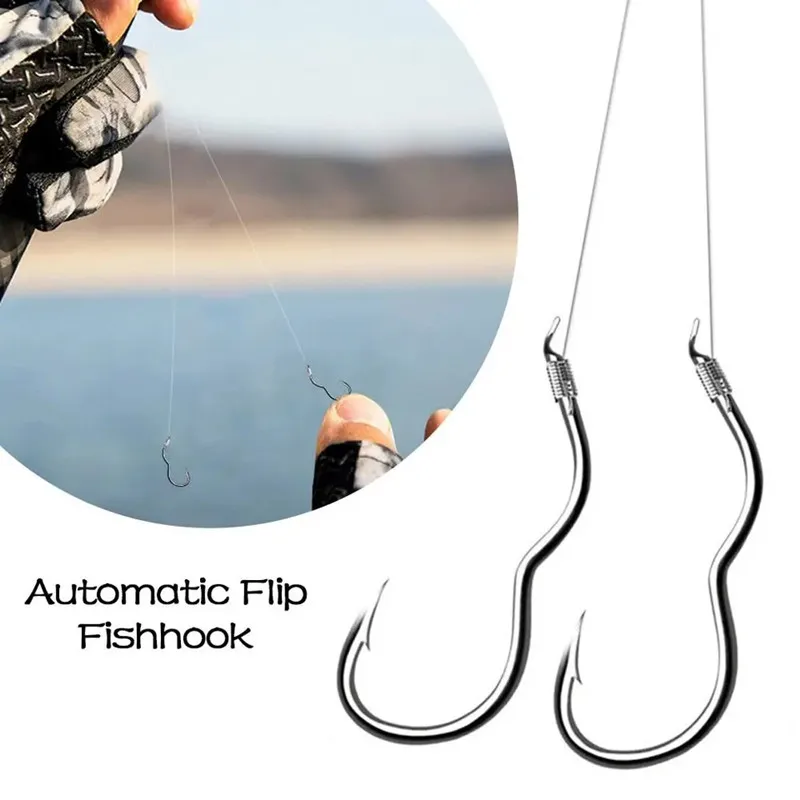 High Carbon Steel Durable Fishing Hook, Sharp Barbed Automatic Anti Flip Fishhook for Carp Fishing, Tackle Accessories, 200Pcs