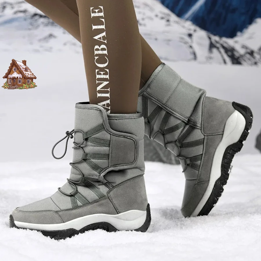 

2025 Men's Winter Shoes Waterproof Men's Boots Warm Plush Couple Snow Boots Outdoor Non-slip Hiking Boots Men Work Ankle Boots