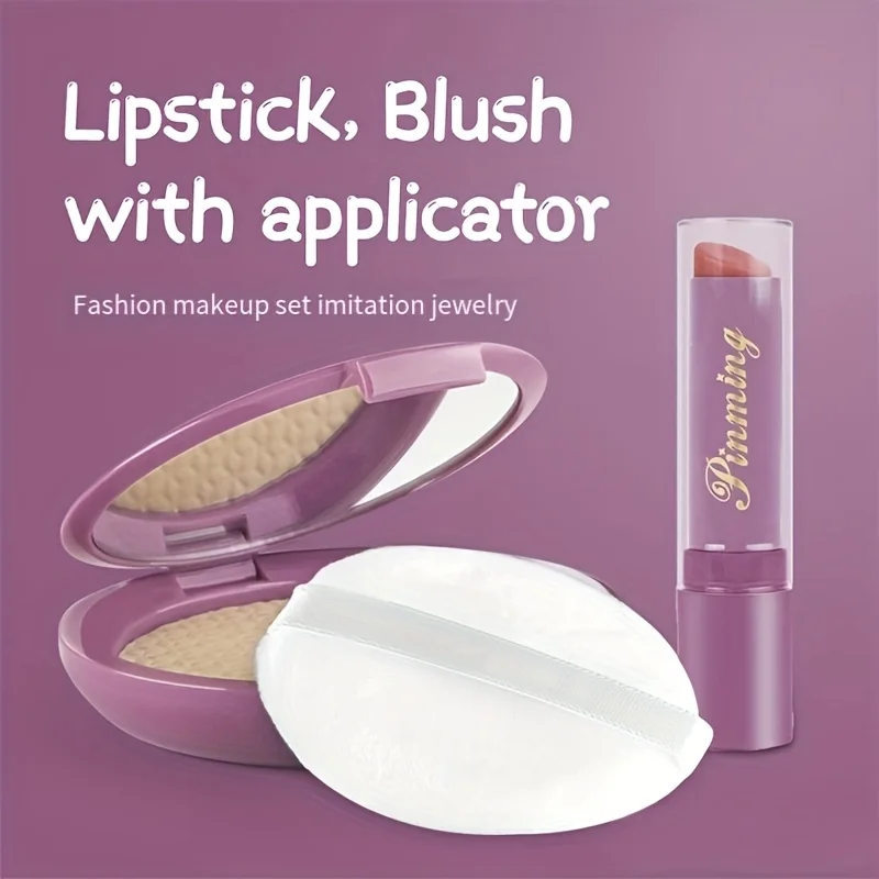 역할극 메이크업이 포함된 공주 화장품 핸드백 - 흰색 및 보라색, 어린이 선물 아이디어