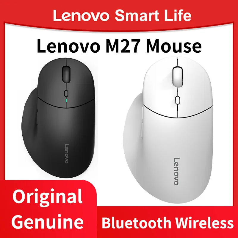 

Lenovo Wireless Bluetooth Mouse M27 Dual Mode Connection for Voice Work Ergonomics Right Hand Design Three Gear DPI